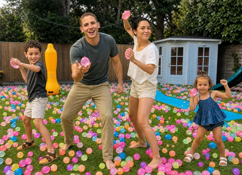 Water balloon battle setup